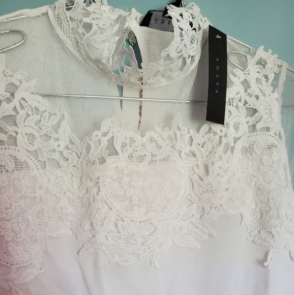 NWT Adiva White Lace Long Sleeve Blouse - Picture 2 of 6